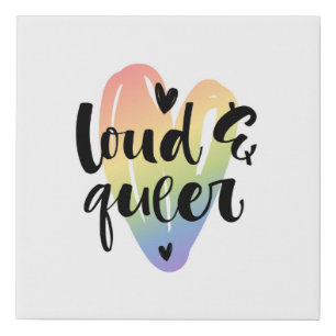 Loud & Queer Watercolor Heart Faux Canvas Print