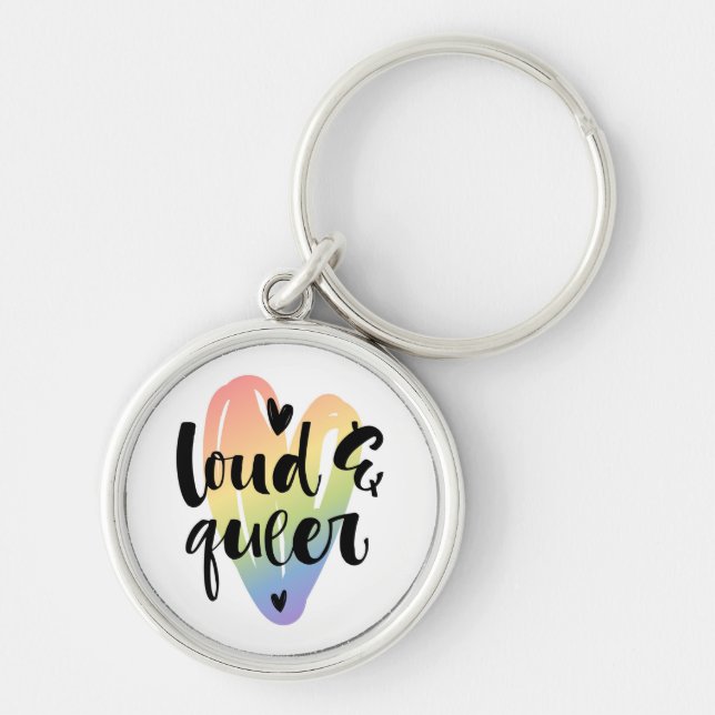 Loud & Queer | Watercolor Heart Keychain (Front)