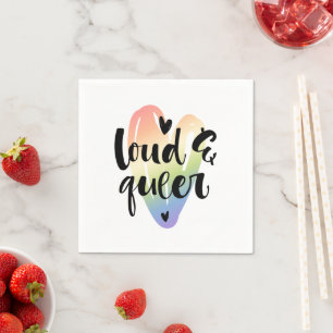Loud & Queer   Watercolor Heart Napkins