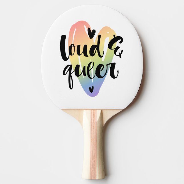 Loud & Queer | Watercolor Heart Ping Pong Paddle (Front)
