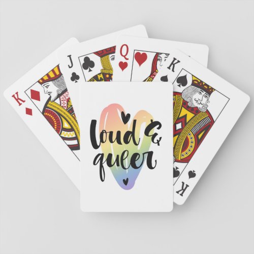 Loud  Queer  Watercolor Heart Playing Cards