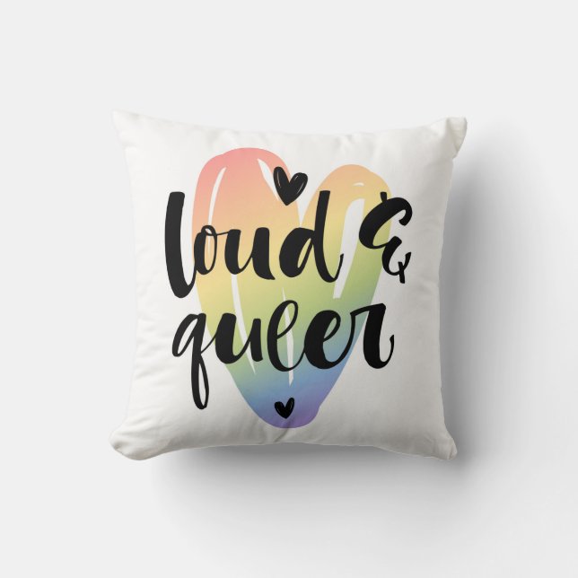 Loud & Queer | Watercolor Heart Throw Pillow (Front)