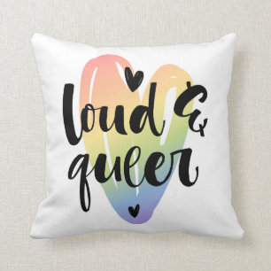 Loud & Queer   Watercolor Heart Throw Pillow