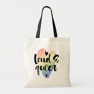 Loud & Queer Watercolor Heart Tote Bag