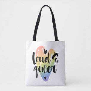 Loud & Queer   Watercolor Heart Tote Bag