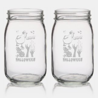 Louder Barware Smashing Boo Zombie Halloween Mason Jar