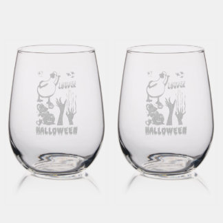 Louder Barware Smashing Boo Zombie Halloween Stemless Wine Glass