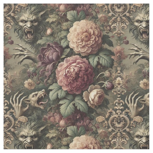Louder than Blooms – Gothic Classic Tile Fabric (Close Up)