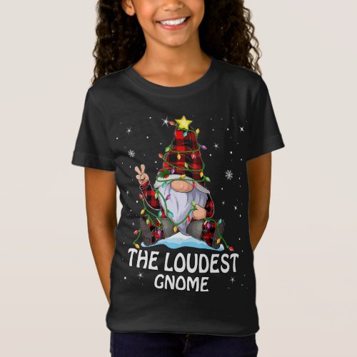 Loudest Gnome Buffalo Plaid Matching Christmas Tre T_Shirt