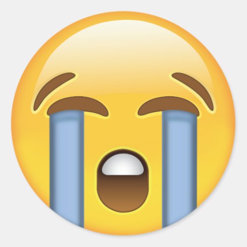 Loudly Crying Face Emoji Classic Round Sticker