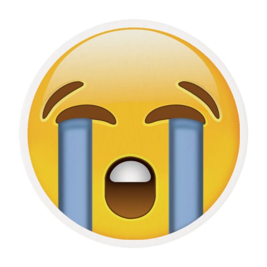 Loudly Crying Face Emoji Edible Frosting Rounds (Front)