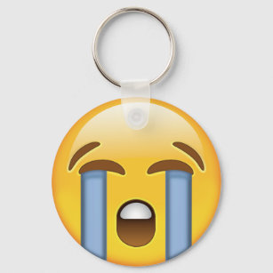 Loudly Crying Face Emoji Keychain