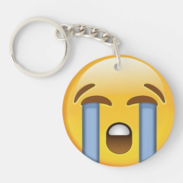 Loudly Crying Face Emoji Keychain (Front)