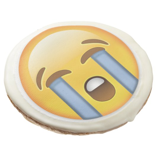 Loudly Crying Face Emoji Sugar Cookie (Angled)