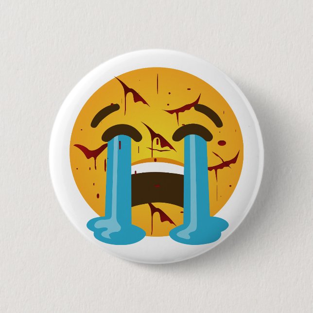 Loudly crying face - Sobbing, sad tears, crying Button (Front)