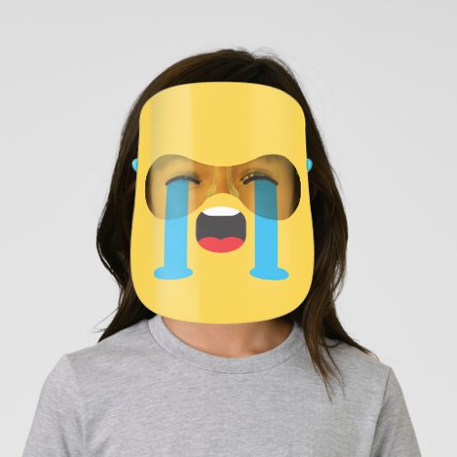 Loudly Crying Sad Face Emoji Fun Kids Face Shield