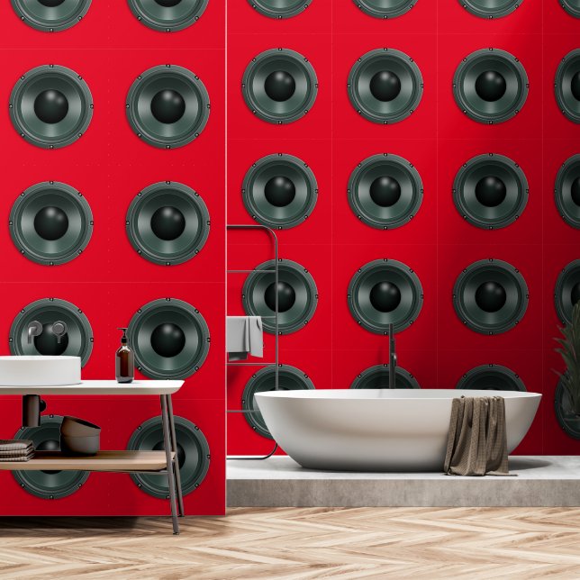 Loudspeakers Custom Color Red Wallpaper (Bathroom)