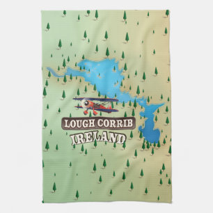 Lough Corrib Ireland Vintage Map. Kitchen Towel