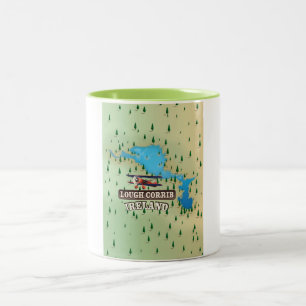 Lough Corrib Ireland Vintage Map. Two-Tone Coffee Mug