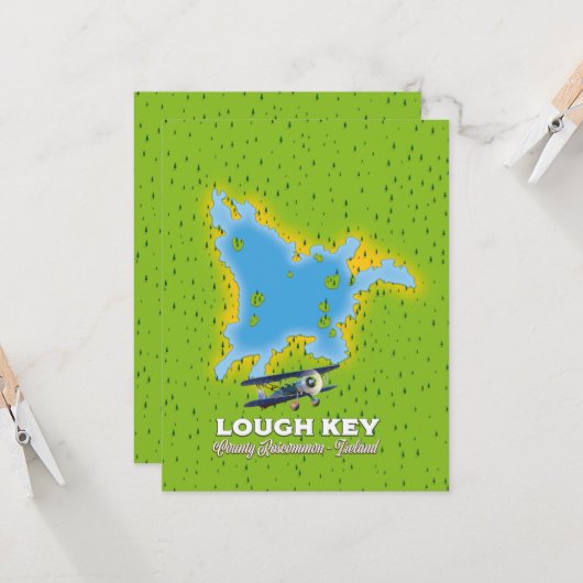 Lough Key County Roscommon, Ireland map (Front/Back In Situ)