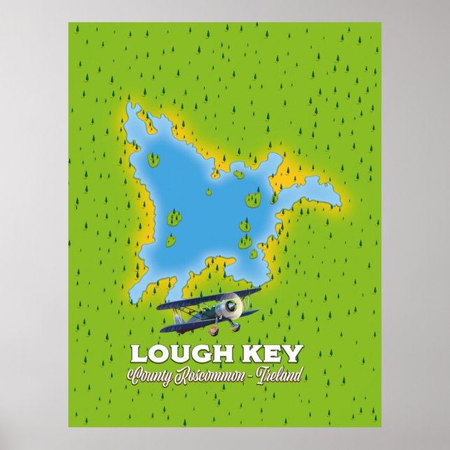 Lough Key County Roscommon, Ireland map Poster (Front)