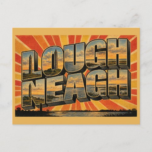 Lough Neagh Northern Ireland Vintage Travel Art Postcard