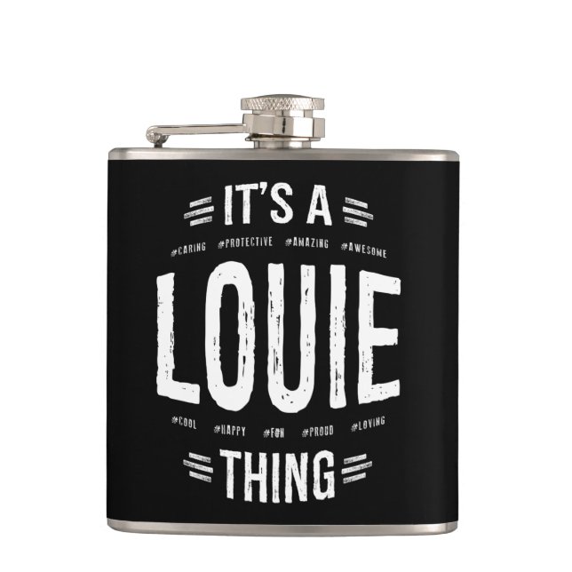 Louie Thing Name Funny Flask (Front)