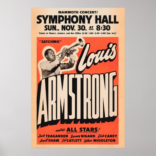 Louis Armstrong jazz poster - Satchmo at Symphony (Front)