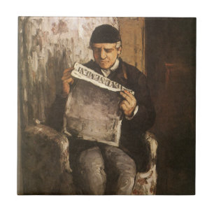 Louis Auguste Cezanne Father Of The Artist Reading Ceramic Tile