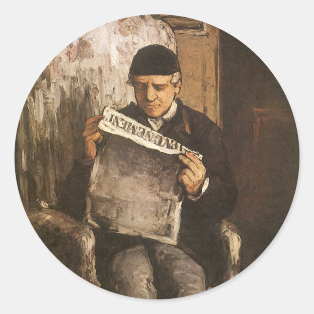 Louis Auguste Cezanne Father Of The Artist Reading Classic Round Sticker (Front)