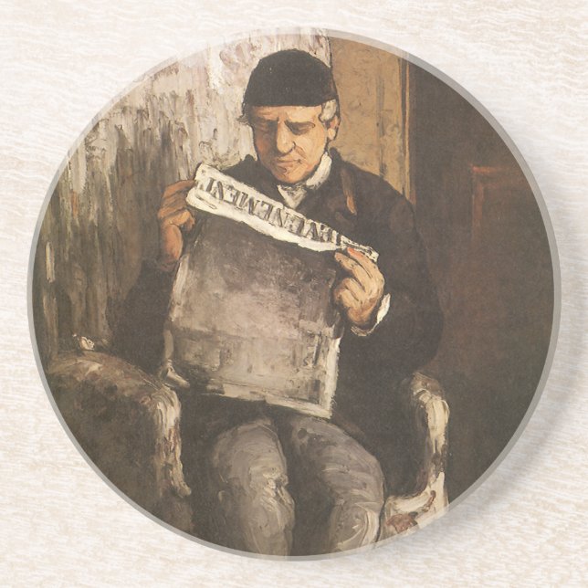 Louis Auguste Cezanne Father Of The Artist Reading Coaster (Front)