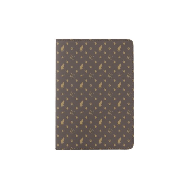 Louis Cat Fluff Luxury Cat Print Passport Holder (Front)
