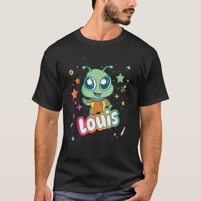 LOUIS - Cute Boy Name with cute Alien T-Shirt (Front)
