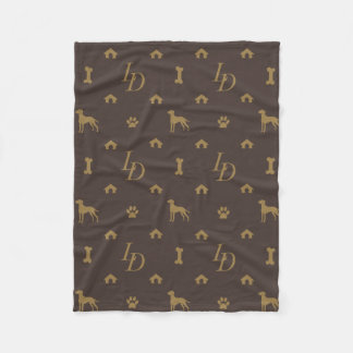 Louis Doberman Silhouette Monogram Luxury Dog  Fleece Blanket