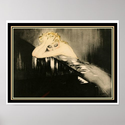 Louis Icart  Blond at Piano  12 x 16 Poster