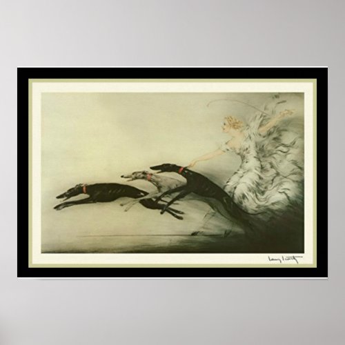 Louis Icart Racing Greyhounds Art Deco Print