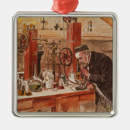 Louis Pasteur experimenting Metal Ornament