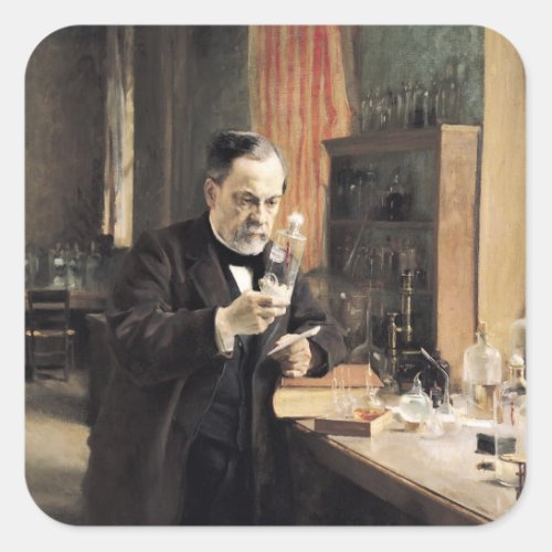 Louis Pasteur  in his Laboratory 1885 Square Sticker