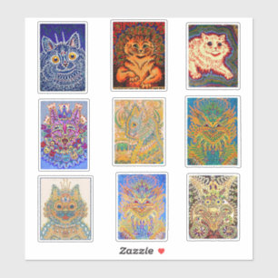 Louis Wain, 9 Psychedelic Cat Paintings, Sticker