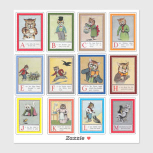 Louis Wain Alphabet Cats (A-M) Sticker