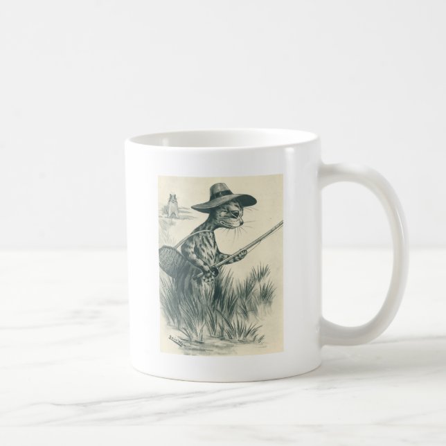 Louis Wain Artwork -- Gone Fishing Cat Coffee Mug (Right)