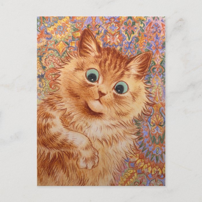 Louis Wain Astonished ginger cat CC1082 Postcard