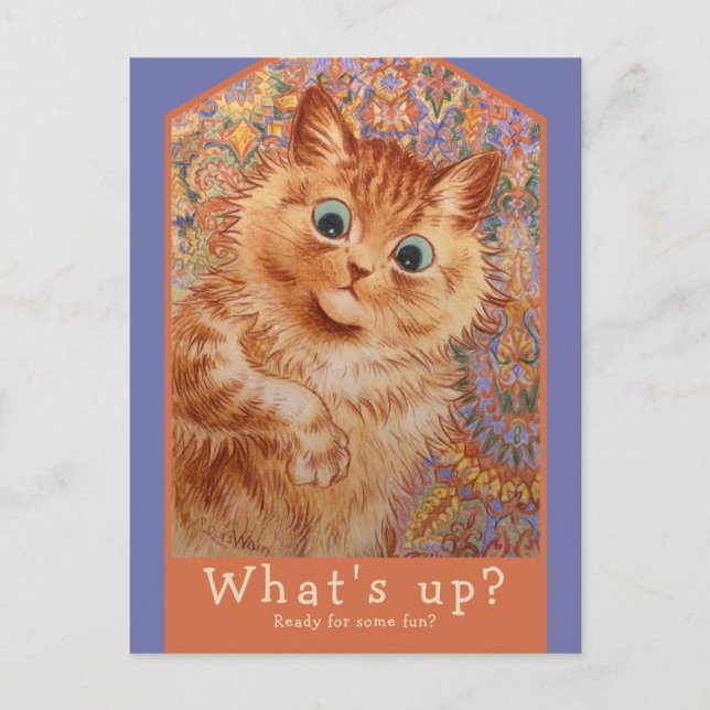 Louis Wain Astonished ginger cat CC1084 Birthday Invitation Postcard (Front)