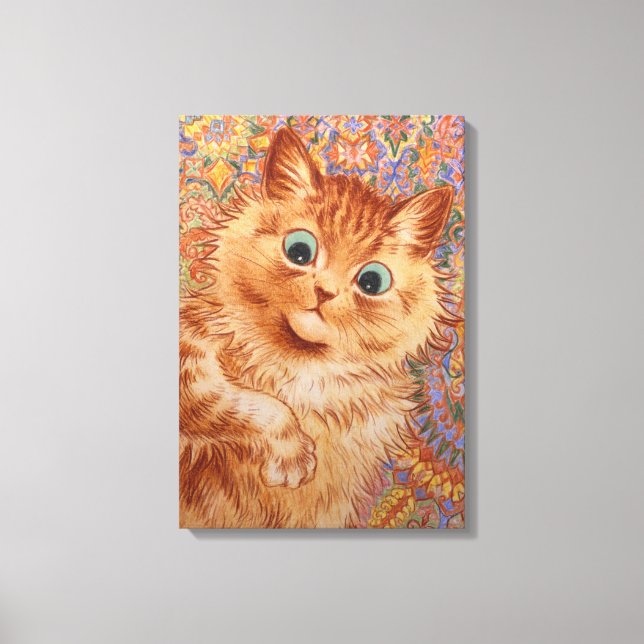 Louis Wain Astonished ginger cat Children's room Canvas Print (Front)