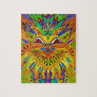Louis Wain - Blue Paisley Cat Jigsaw Puzzle