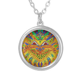 Louis Wain - Blue Paisley Cat Silver Plated Necklace