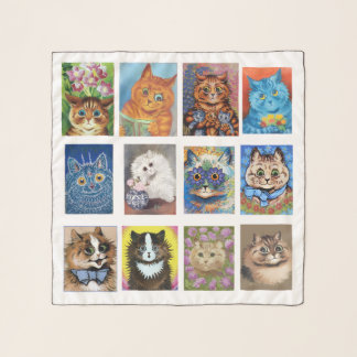 Louis Wain Cat Art Collage Scarf