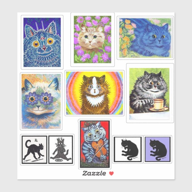 Louis Wain Cat Art Sticker (Sheet)