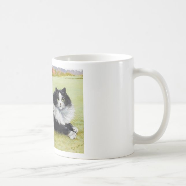 Louis Wain Cat, Black & White Cat Coffee Mug (Right)