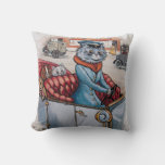 Louis Wain - Cat Chauffeur With Kittens Throw Pillow at Zazzle